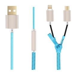 奇克摩克二合一拉鏈數(shù)據(jù)線 充電線 適用于三星 華為 小米 酷派等安卓接口 蘋(píng)果iphone 5 5s 6 6plus 藍(lán)色充電器 數(shù)據(jù)線產(chǎn)品圖片1